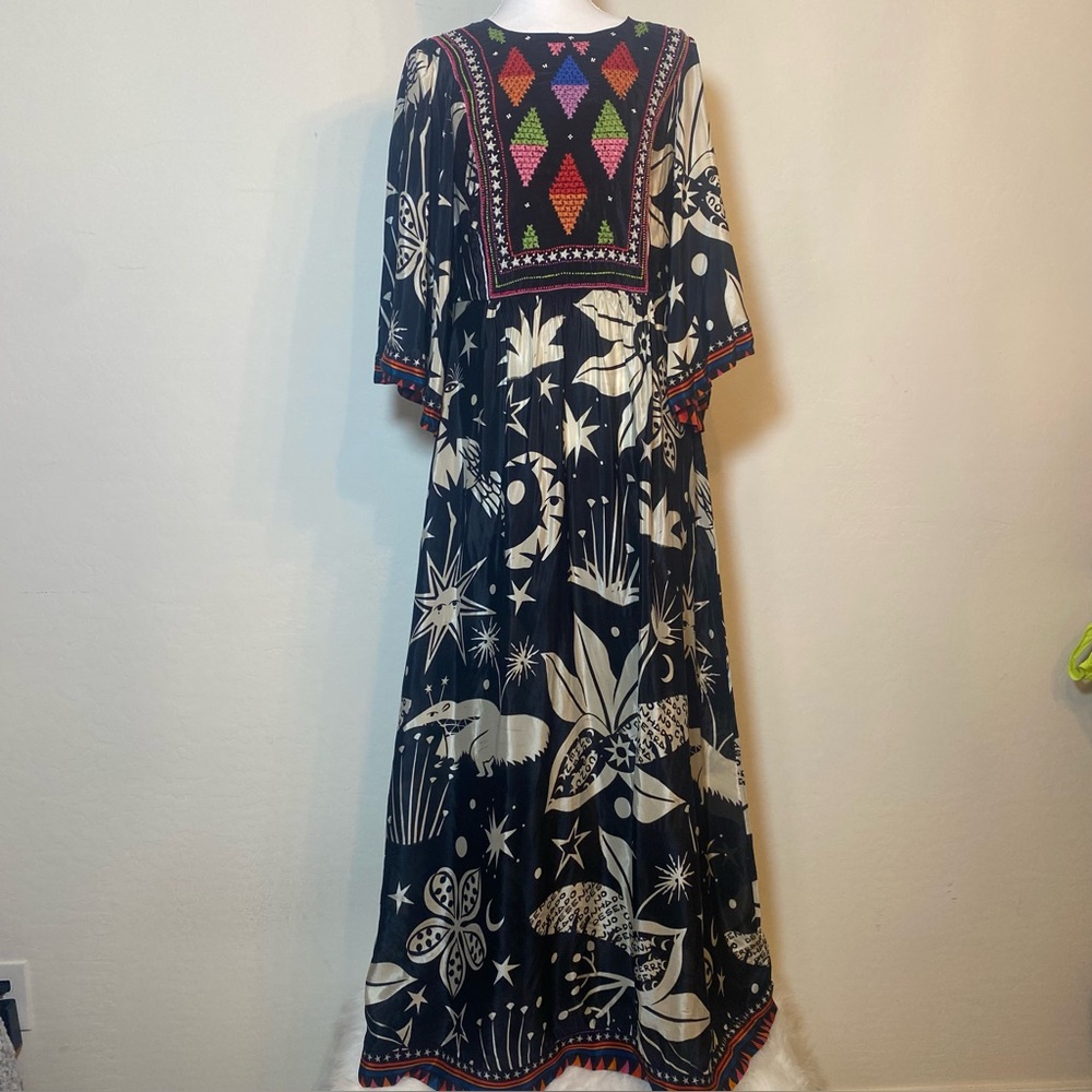 FARM Rio Black and White Cerrado Sky Maxi Dress Mid. Sz L NWT - Picture 3 of 12